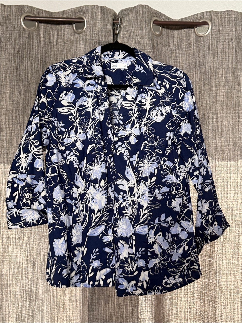 croft & barrow Navy Floral Button-Down Shirt
